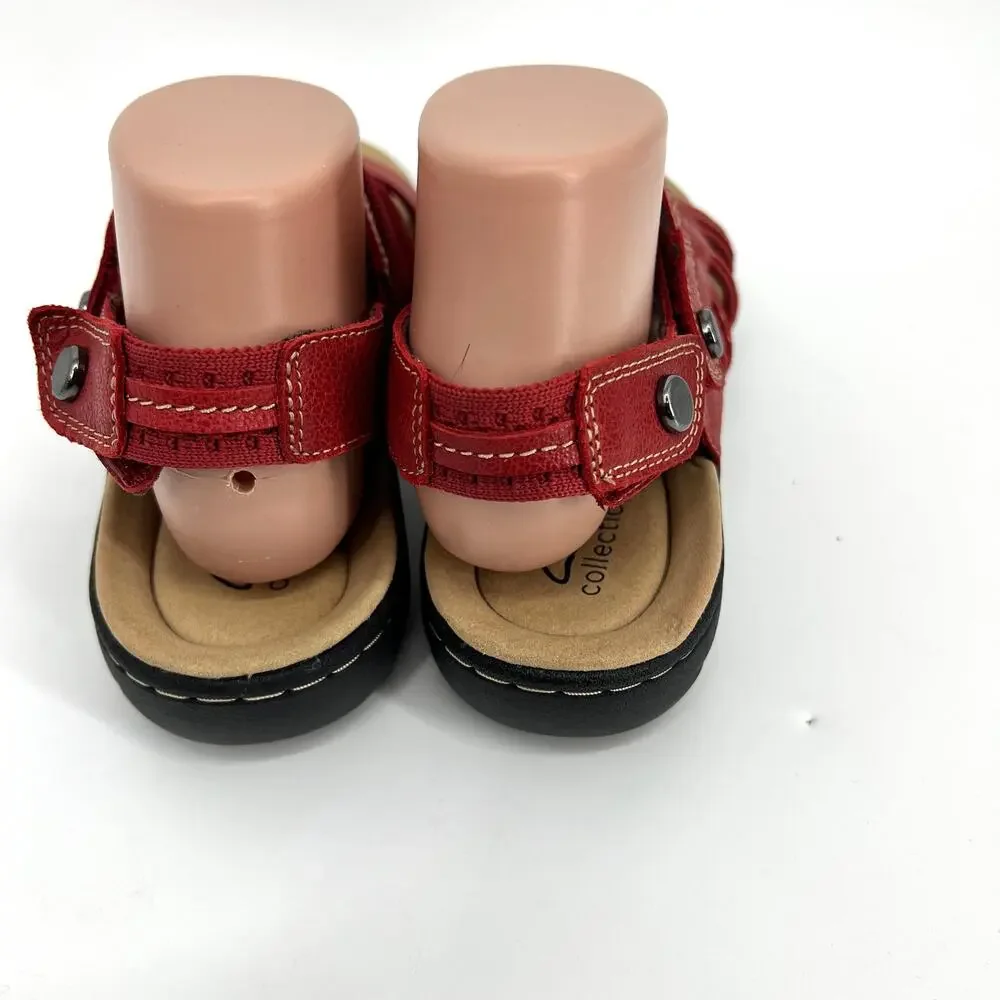 Clarks Womens Laurieann Erin Red Leather Sandals Size 9